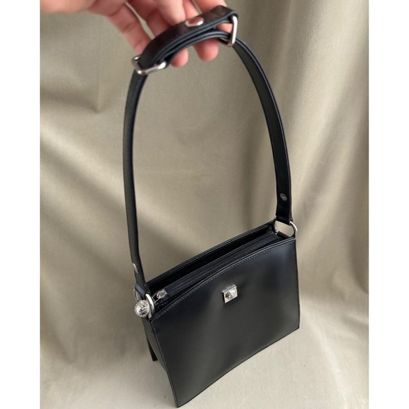 Gianni Versace Vintage Silver Medusa Tote Bag Black PU Leather - Picture 16 of 16